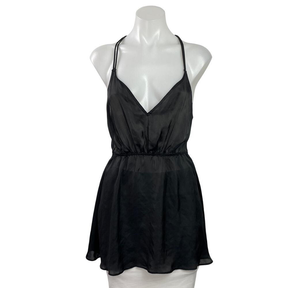 Victoria's Secret Black Sleeveless Strappy Back V Neck Lingerie Teddy Dress S